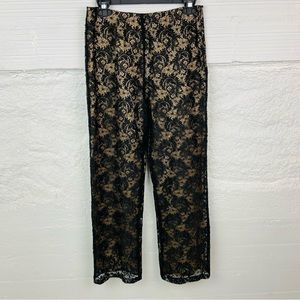 CACHET black sequins beaded lace nude under sexy dress pants size 10